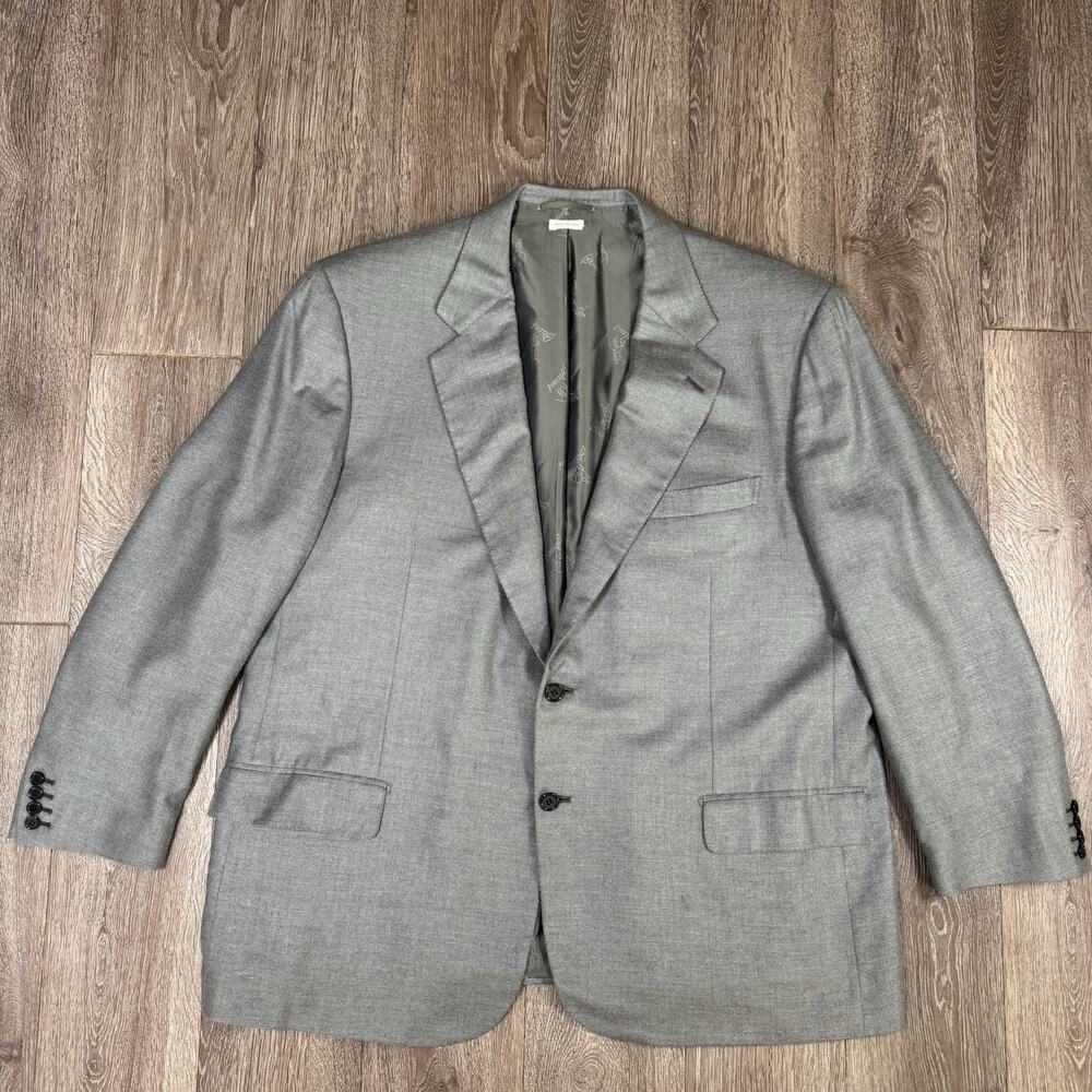 Brioni Wool Silk Blazer Men's Size 50 Gray Single Breasted Italian FLAWS